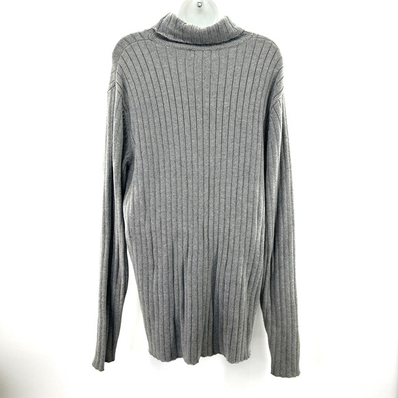 VTG Y2K Old Navy L Stripe Ribbed Sweater Gray Turtleneck Grandpa Academia Skater - Picture 3 of 9